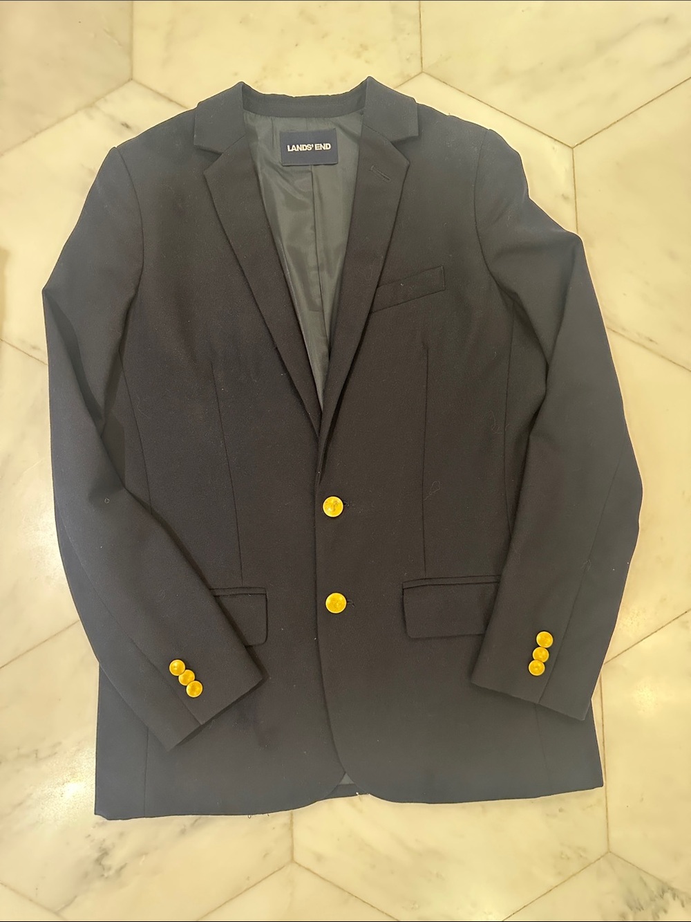 Lands' End Boys Dark Navy Blazer with Gold Buttons
